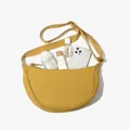 Mustard yellow nylon crescent crossbody bag with adjustable strap and spacious interior - Lemon Yellow