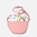 Pink nylon crescent crossbody bag with adjustable strap and spacious interior - Lotus root pink