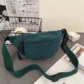 Dark green corduroy waist bag with adjustable strap and textured zipper pull detail - Dark Green