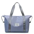 Große graublaue Reisetasche für Damen aus wasserdichtem Nylon mit separatem Schuhfach am Boden - Blau