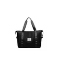 Große schwarze Reisetasche für Damen mit minimalistischem Logo und verstärkten Tragegriffen - Schwarz