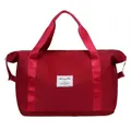 Große burgunderrote Reisetasche für Damen aus wasserfestem Nylon für Fitness und Yoga - Rot