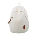 Mochila minimalista blanco crema con tiradores de cuero marrón y bordado de logo A - Blanco