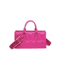 Pink quilted square bag with geometric patterns and adjustable wide shoulder strap - Rose Red
