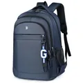 Mochila de nailon azul marino duradera con bolsillos con cremallera y logo metálico S - Azul