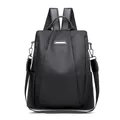 Mochila antirrobo de nailon negro para mujer con correas versátiles e impermeables - Negro