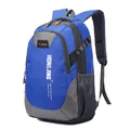 Large capacity bright blue outdoor sports backpack with grey panels and padded straps - Dark Blue