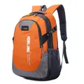 Large capacity orange and gray polyester backpack with ergonomic straps and side pockets - Orange