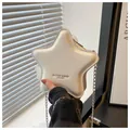 Chic white star-shaped crossbody bag with silver chain strap and fashion lettering - White