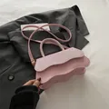 Elegante borsa rosa a tracolla con patta glitterata e design laterale a onde donna - Rosa