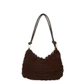 Sac bandoulière marron foncé avec texture bulles et fines anses en cuir - Marron