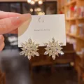 Elegant snowflake earrings with sparkling marquise stones on a gold base, Korea design - Snowflake Shape Style (A679)