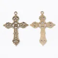 Ciondoli croce gotica in bronzo antico con incisioni dettagliate per creazione gioielli - Bronzo Antico