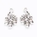 Pair of vintage silver zinc alloy oak leaf and acorn pendants for DIY jewelry making - Antique Silver