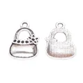 Vintage silver alloy handbag charms for DIY crafts and keychains with flower detail - Antique Silver