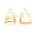 Golden handbag-shaped alloy pendants for DIY jewelry making shown from both sides - Gold