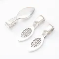 Three antique silver zinc alloy bail clasps for jewelry making on white background - Antique Silver