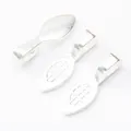 Three silver zinc alloy shovel charms with textured grid pattern for DIY jewelry making - Bright Silver
