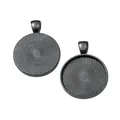 Set of 25mm round black zinc alloy bezel pendants with inner spiral texture for DIY jewelry - Gun Black