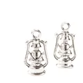 Colgantes de lámpara de aceite retro en aleación de zinc para joyería DIY y llaveros - Plata antigua