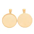 25mm vintage gold round zinc alloy DIY pendant base with geometric textured back - KC Gold