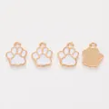 Gouden legering pootafdruk hangers met witte druppelolie afwerking en gladde achterkant - Wit