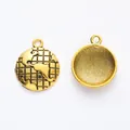 Vintage gold globe pendant charms with detailed continents and map grid lines - Antique Gold