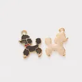 Golden poodle dog charms with black enamel finish for DIY jewelry making and keychains - Black