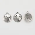 Vintage silver zinc alloy globe charms with latitude grid and world map for DIY jewelry - Antique Silver