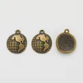 Vintage zinc alloy globe charm pendants with embossed world map for DIY jewelry - Antique Bronze