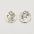 Vintage silver zinc alloy coin charms with embossed portrait for DIY jewelry making - Antique Silver