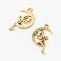 Detail of vintage zinc alloy moon and angel charms for DIY jewelry making and crafts - Antique Gold