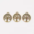 Drie vintage Levensboom hangers van zinklegering voor DIY sieraden maken - Antiek Brons