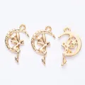 Three golden moon fairy charms with wings and star pendants for DIY jewelry making craft - KC Gold