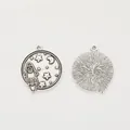 Vintage zinklegering ronde raket en maan bedeltjes voor DIY sieraden maken - Antiek Zilver