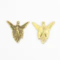 Vintage zinc alloy angel pendants in antique gold finish with detailed front and back view - Antique Gold