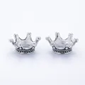 Vintage silver alloy crown charms with intricate beaded base detail for DIY jewelry - One Size / Antique Silver