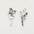 Vintage Silber Fee Engel Anhänger aus Zinklegierung mit hohlen Flügeln für DIY Schmuck - Antiksilber