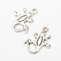 Vintage silver zinc alloy lizard charms for DIY jewelry making with realistic textures - Antique Silver