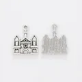 Vintage silver alloy castle charms for DIY jewelry making featuring intricate cathedral design - Antique Silver