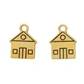 Vintage gold alloy house pendants for DIY jewelry making and craft projects - Antique Gold