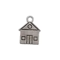 Vintage silver alloy house pendant with ring for DIY jewelry making and accessories - Antique Silver