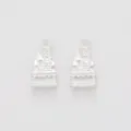 Set of two vintage castle alloy charms with detailed textures for DIY jewelry projects - Bright Silver