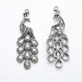 Antique silver peacock pendants made of zinc alloy for DIY jewelry making and crafts - Antique Silver