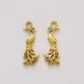 Pair of vintage gold phoenix pendants in zinc alloy for jewelry DIY making projects - Antique Gold