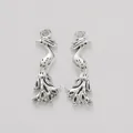 Pair of vintage silver peacock alloy pendants for DIY jewelry making and necklaces - Antique Silver