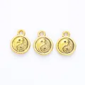 Three vintage gold zinc alloy Tai Chi Yin Yang pendants for DIY jewelry making - Antique Gold