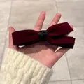 Vintage burgundy velvet bow banana hair clip for women featuring luxury silk knot detail - Wine Red Crisscross Banana Clip