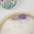 Pasador de invierno de mohair con bola de fieltro rosa-púrpura y tejido de punto - Morado Bola