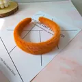 Cerchietto arancione in peluche di finta pelliccia di coniglio con consistenza spessa - Arancione